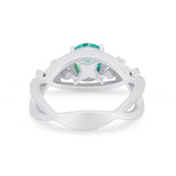 Art Deco Plumeria Flower Infinity Shank Engagement Ring Simulated Cubic Zirconia 925 Sterling Silver