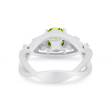 Art Deco Plumeria Flower Infinity Shank Engagement Ring Simulated Cubic Zirconia 925 Sterling Silver