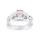Art Deco Plumeria Flower Infinity Shank Engagement Ring Simulated Cubic Zirconia 925 Sterling Silver