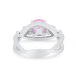 Art Deco Plumeria Flower Infinity Shank Simulated Cubic Zirconia Engagement Ring 925 Sterling Silver