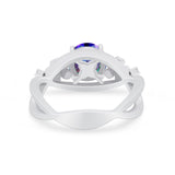 Art Deco Plumeria Flower Infinity Shank Engagement Ring Simulated Cubic Zirconia 925 Sterling Silver