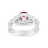 Art Deco Plumeria Flower Infinity Shank Simulated Cubic Zirconia Engagement Ring 925 Sterling Silver
