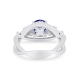Art Deco Plumeria Flower Infinity Shank Engagement Ring Simulated Cubic Zirconia 925 Sterling Silver