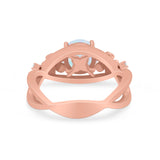 Art Deco Plumeria Flower Infinity Shank Simulated Cubic Zirconia Engagement Ring 925 Sterling Silver