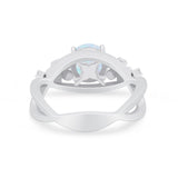 Art Deco Plumeria Flower Infinity Shank Simulated Cubic Zirconia Engagement Ring 925 Sterling Silver
