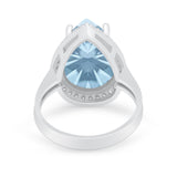 Teardrop Cocktail Engagement Ring Pear Simulated Cubic Zirconia 925 Sterling Silver