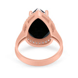 Teardrop Cocktail Engagement Ring Pear Simulated Cubic Zirconia 925 Sterling Silver