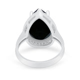 Teardrop Cocktail Engagement Ring Pear Simulated Cubic Zirconia 925 Sterling Silver