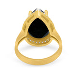 Teardrop Cocktail Engagement Ring Pear Simulated Cubic Zirconia 925 Sterling Silver
