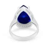 Teardrop Cocktail Engagement Ring Pear Simulated Cubic Zirconia 925 Sterling Silver
