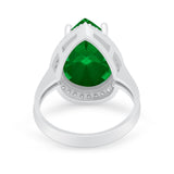Teardrop Cocktail Engagement Ring Pear Simulated Cubic Zirconia 925 Sterling Silver