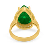 Teardrop Cocktail Engagement Ring Pear Simulated Cubic Zirconia 925 Sterling Silver