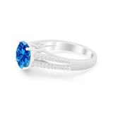 Vintage Style Round Simulated Cubic Zirconia Engagement Ring 925 Sterling Silver