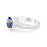 Vintage Style Round Simulated Cubic Zirconia Engagement Ring 925 Sterling Silver