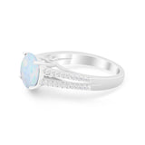Vintage Style Round Simulated Cubic Zirconia Engagement Ring 925 Sterling Silver