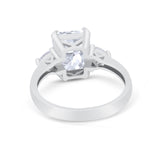 Three Stone Wedding Ring Heart Simulated Cubic Zirconia 925 Sterling Silver BA1058