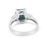 Three Stone Wedding Ring Heart Simulated Cubic Zirconia 925 Sterling Silver BA1058