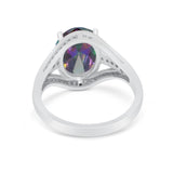 Art Deco Engagement Bridal Ring Simulated Cubic Zirconia 925 Sterling Silver BA1059