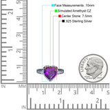 Halo Heart Promise Ring Simulated Cubic Zirconia 925 Sterling Silver