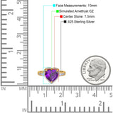 Halo Heart Promise Ring Simulated Cubic Zirconia 925 Sterling Silver
