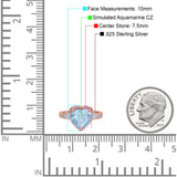 Halo Heart Promise Ring Simulated Cubic Zirconia 925 Sterling Silver