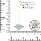 Halo Heart Promise Ring Simulated Cubic Zirconia 925 Sterling Silver