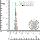 Dangle Drop Leverback Earrings Graduated Circles Cubic Zirconia 925 Sterling Silver