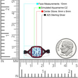 Halo Cushion Infinity Twist Side Stone Simulated Ruby CZ Engagement Ring Cubic Zirconia 925 Sterling Silver