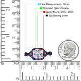 Halo Cushion Infinity Twist Side Stone Simulated Amethyst CZ Engagement Ring Cubic Zirconia 925 Sterling Silver
