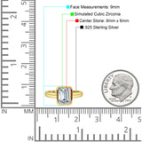 Bezel Set 8mmx6mm Emerald Engagement Ring Cubic Zirconia 925 Sterling Silver