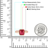 Bezel Set 8mmx6mm Emerald Engagement Ring Cubic Zirconia 925 Sterling Silver