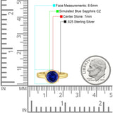 Bezel Set 7mm Round Cubic Zirconia Engagement Ring 925 Sterling Silver
