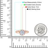 Bezel Set 7mm Round Cubic Zirconia Engagement Ring 925 Sterling Silver