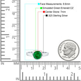 Bezel Set 7mm Round Cubic Zirconia Engagement Ring 925 Sterling Silver