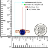 Bezel Set 8mm Round Engagement Ring Cubic Zirconia 925 Sterling Silver
