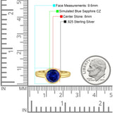 Bezel Set 8mm Round Engagement Ring Cubic Zirconia 925 Sterling Silver
