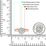 Bezel Set 8mm Round Engagement Ring Cubic Zirconia 925 Sterling Silver