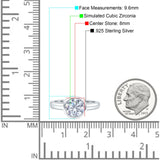 Bezel Set 8mm Round Engagement Ring Cubic Zirconia 925 Sterling Silver