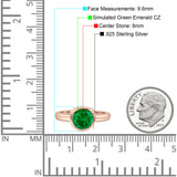 Bezel Set 8mm Round Engagement Ring Cubic Zirconia 925 Sterling Silver