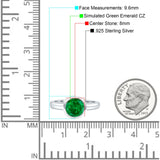 Bezel Set 8mm Round Engagement Ring Cubic Zirconia 925 Sterling Silver