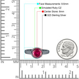 Bezel Set 8mm Round Engagement Ring Cubic Zirconia 925 Sterling Silver