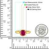 Bezel Set 8mm Round Engagement Ring Cubic Zirconia 925 Sterling Silver