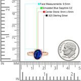 Bezel Set 8mmX6mm Oval Engagement Ring Cubic Zirconia 925 Sterling Silver
