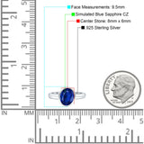 Bezel Set 8mmX6mm Oval Engagement Ring Cubic Zirconia 925 Sterling Silver
