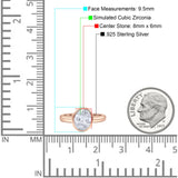 Bezel Set 8mmX6mm Oval Engagement Ring Cubic Zirconia 925 Sterling Silver