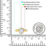 Bezel Set 8mmX6mm Oval Engagement Ring Cubic Zirconia 925 Sterling Silver