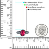 Bezel Set 8mmX6mm Oval Engagement Ring Cubic Zirconia 925 Sterling Silver