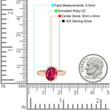 Bezel Set 8mmX6mm Oval Engagement Ring Cubic Zirconia 925 Sterling Silver