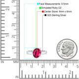 Bezel Set 8mmX6mm Oval Engagement Ring Cubic Zirconia 925 Sterling Silver