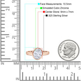 Bezel Set 9mmX7mm Oval Engagement Ring Cubic Zirconia 925 Sterling Silver
